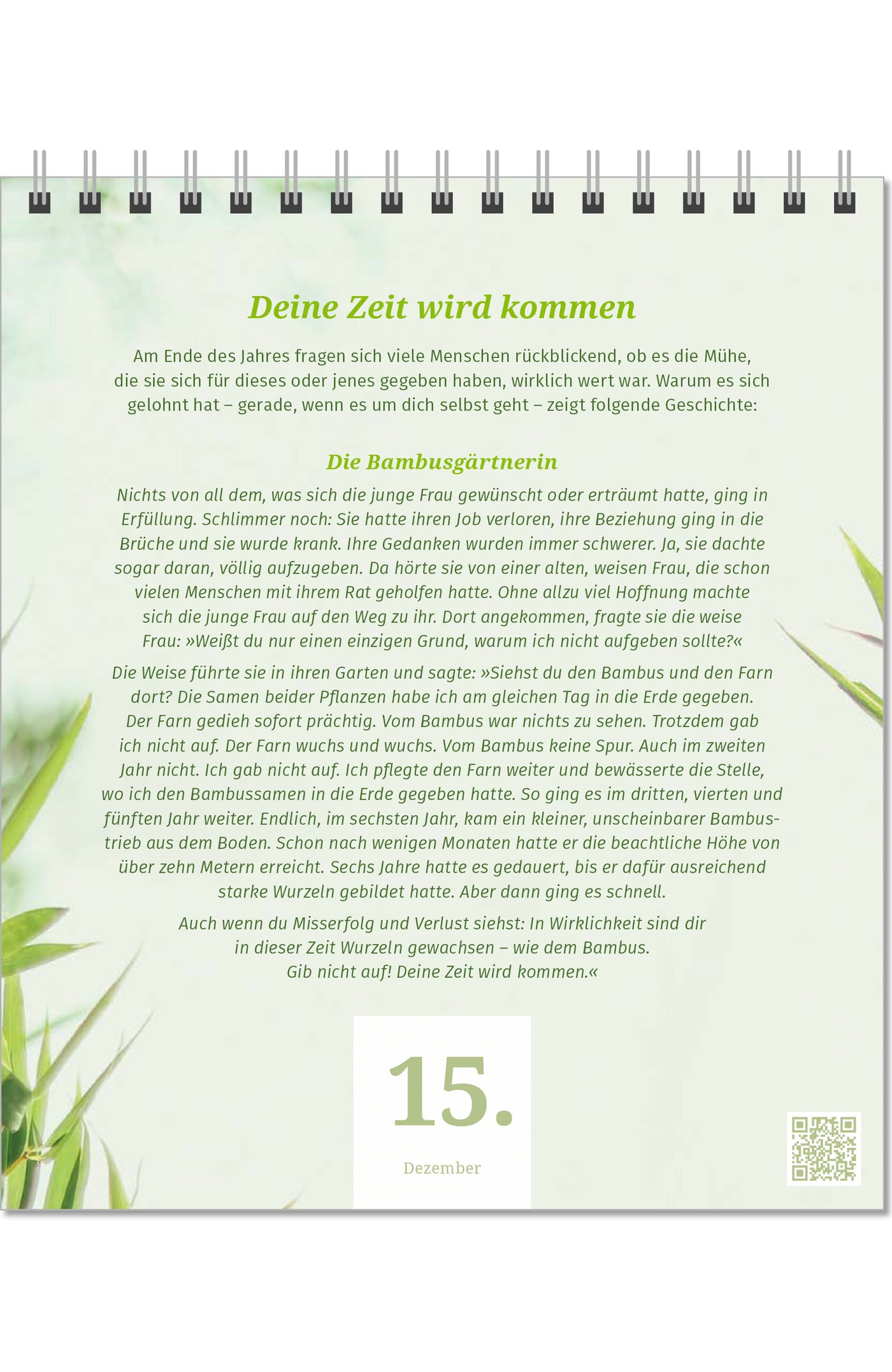 PAL Verlag Lebensfreude Adventskalender 2023 Denkanstöße Geschenk Inspiration Innenseite Tag 15