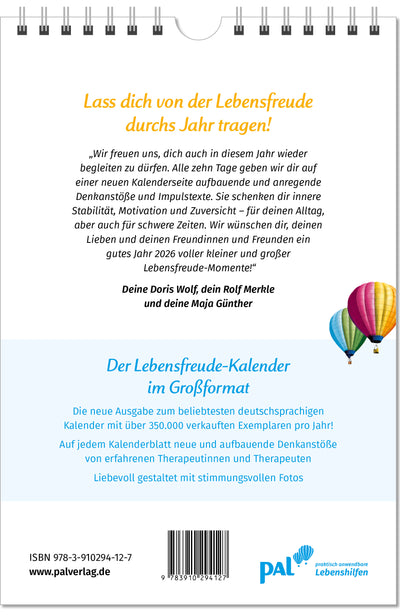 Pal Lebensfreude Kalender Großformat Rückansicht Inspiration neue Asgabe neue und spannende Denkanstöße